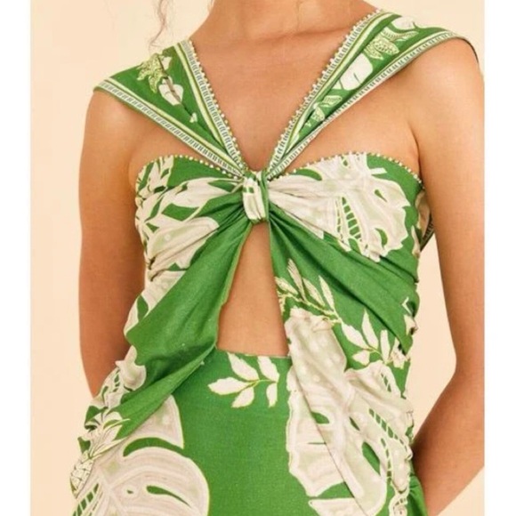 Farm Rio Green Lace Monsteras Mini Dress - Picture 2 of 9